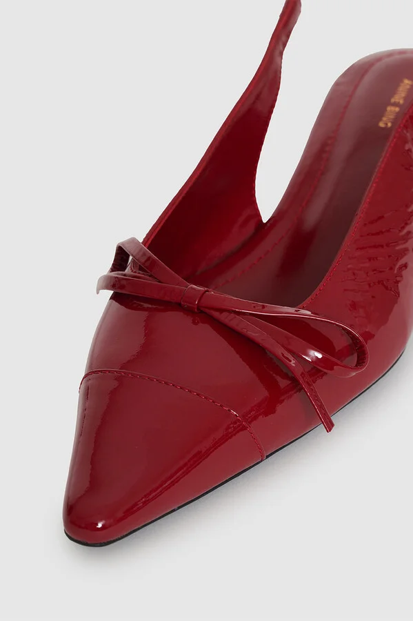 ANINE BING Zoey Slingback Heels in Red Crinkled Patent - Image 5