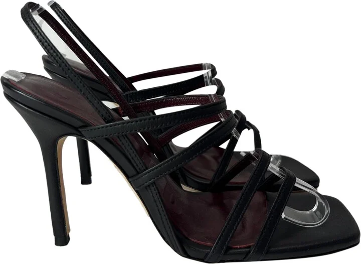 Anise 100 Slingback Sandals in Black Leather