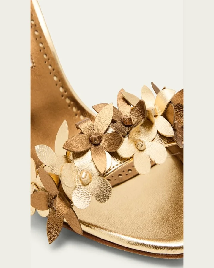 Anista Floral Metallic Leather Sandals - Image 2