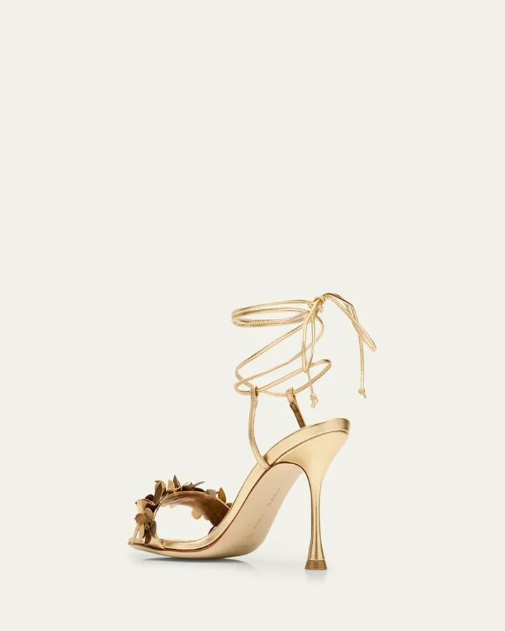 Anista Floral Metallic Leather Sandals - Image 3