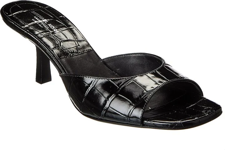 Anita Runway Croc-Embossed Leather Sandal