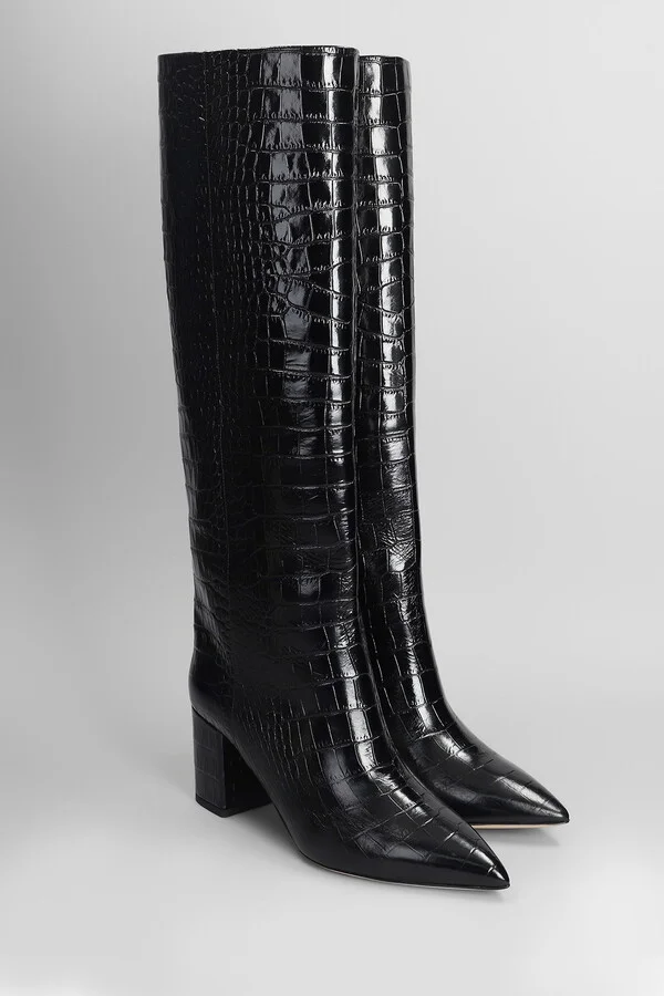 Anja Boot 70 High Heels Boots In Black Leather - Image 2