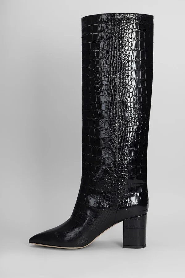 Anja Boot 70 High Heels Boots In Black Leather - Image 3