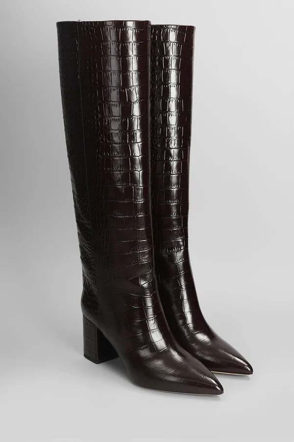 Anja Boot 70 High Heels Boots In Dark Brown Leather - Image 2