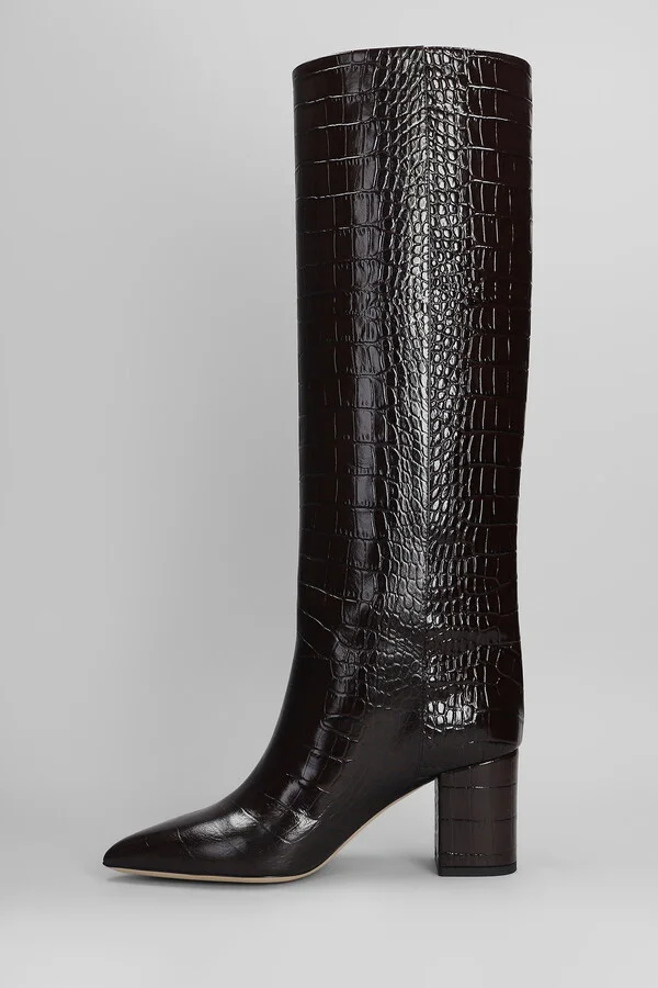 Anja Boot 70 High Heels Boots In Dark Brown Leather - Image 3