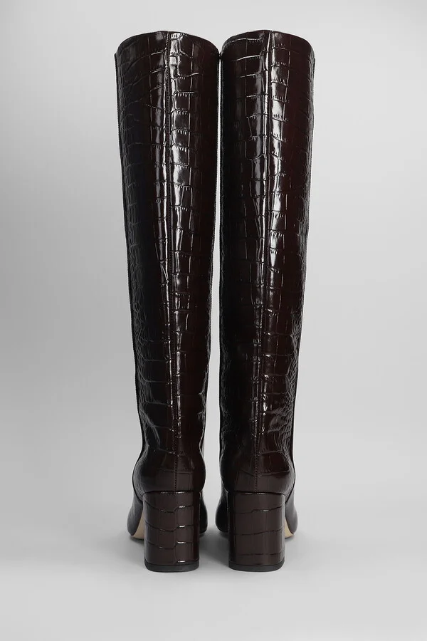 Anja Boot 70 High Heels Boots In Dark Brown Leather - Image 4