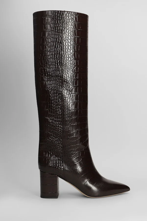 Anja Boot 70 High Heels Boots In Dark Brown Leather