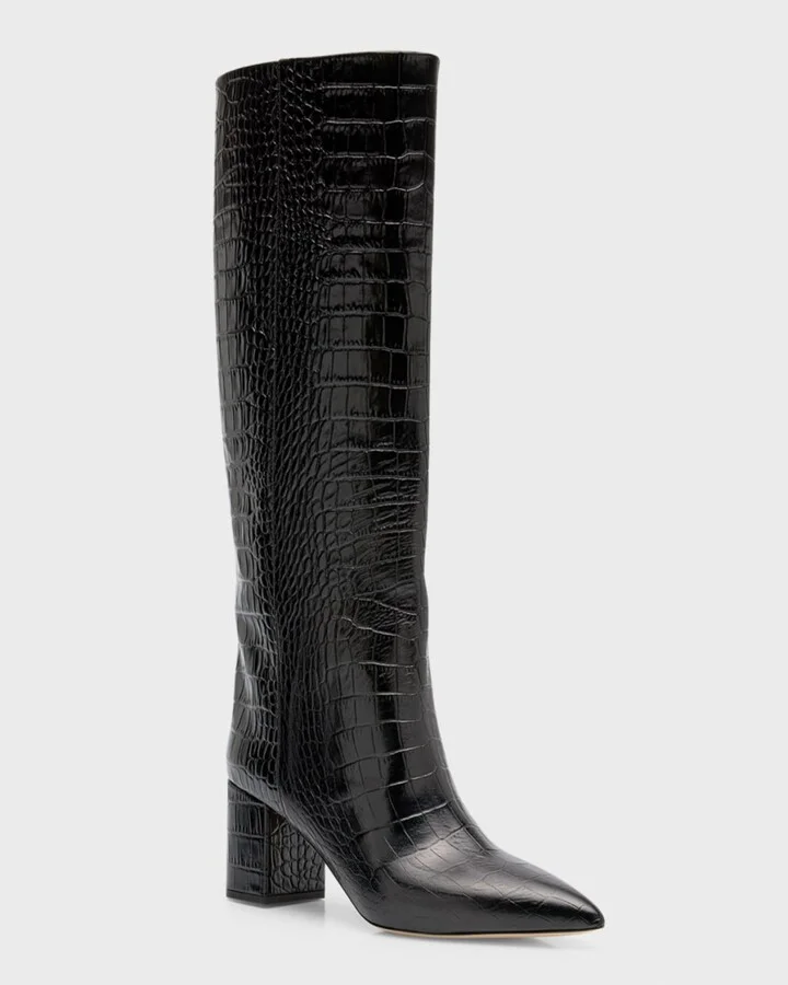 Anja Croco Block-Heel Knee Boots - Image 2