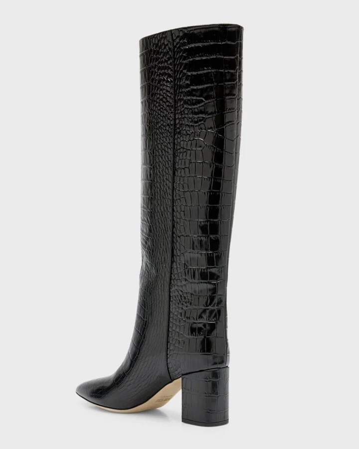 Anja Croco Block-Heel Knee Boots - Image 4