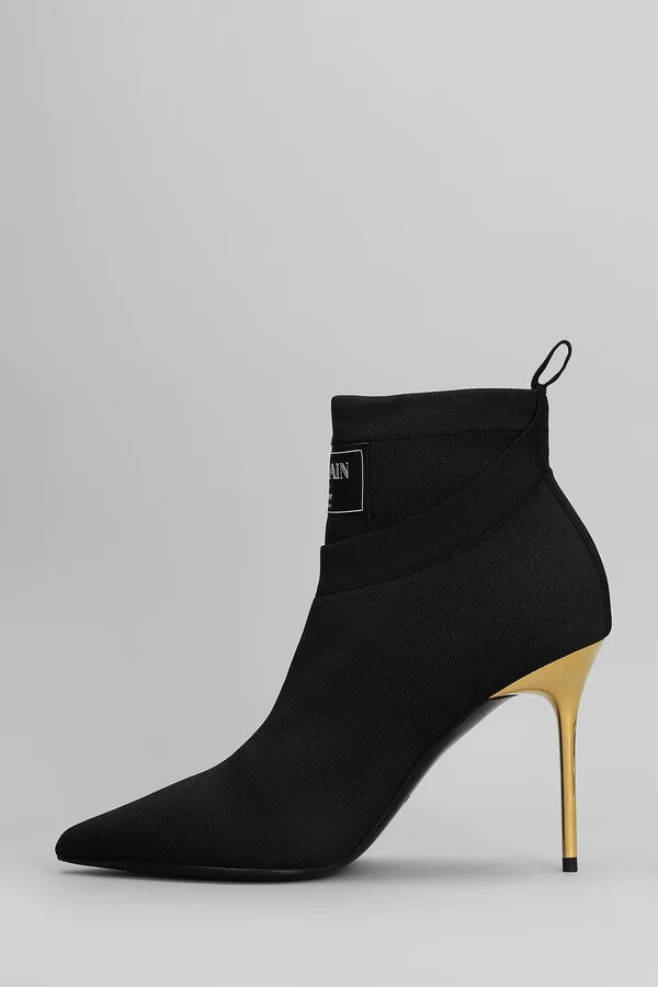 Ankle Boot High Heels Ankle Boots In Black Cotton - Image 3