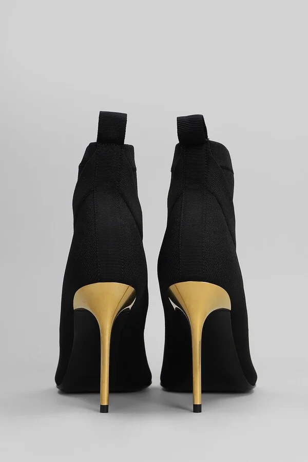 Ankle Boot High Heels Ankle Boots In Black Cotton - Image 4