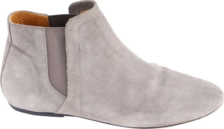 Ankle Booties in Grey Suede