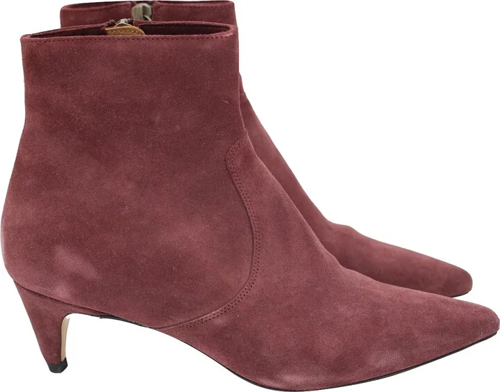 Ankle Boots in Maroon Suede