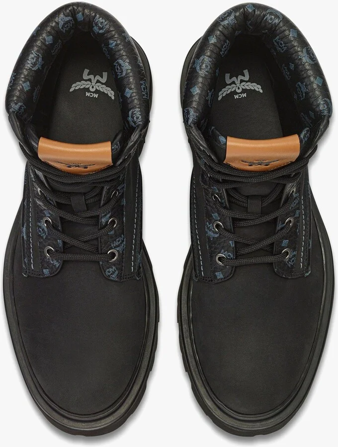 Ankle Boots in Nubuck and Monogram Print Leather - Image 5
