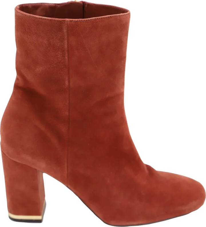 Ankle Boots in Orange Suede