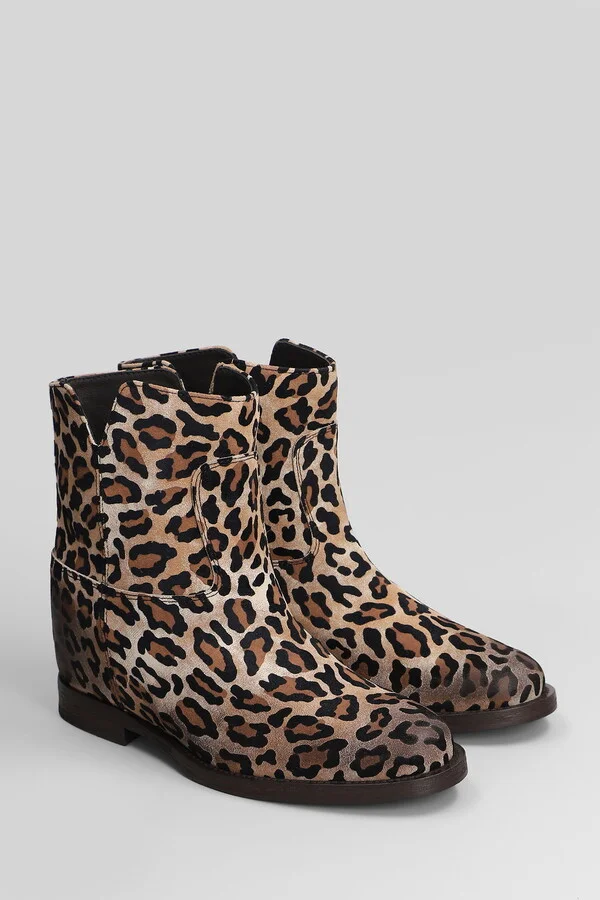Ankle Boots Inside Wedge In Animalier Suede - Image 2