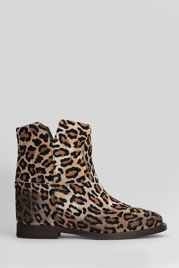 Ankle Boots Inside Wedge In Animalier Suede