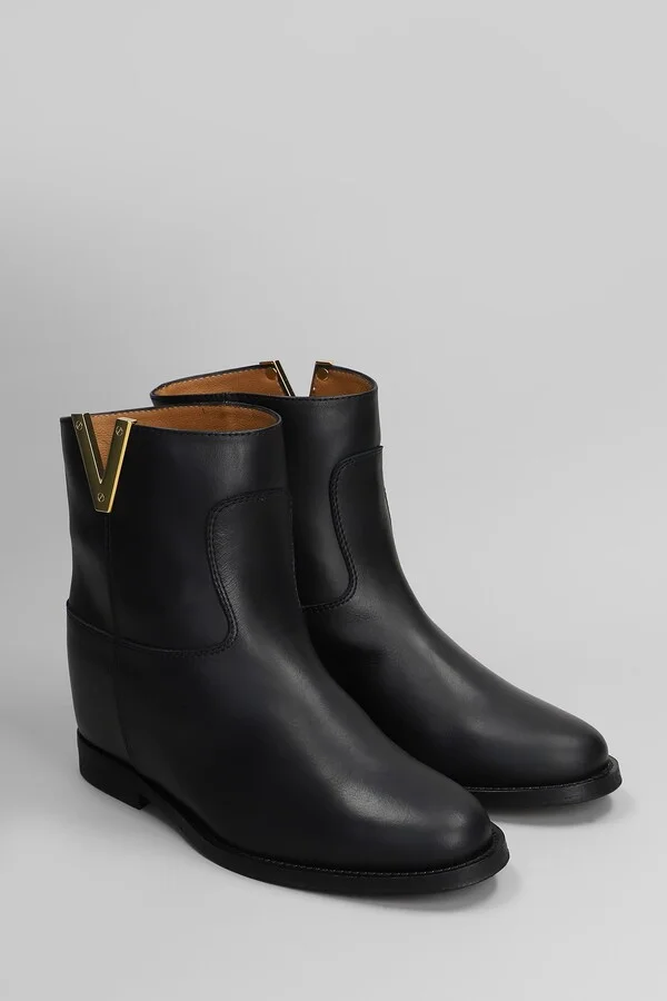 Ankle Boots Inside Wedge In Black Leather - Image 2