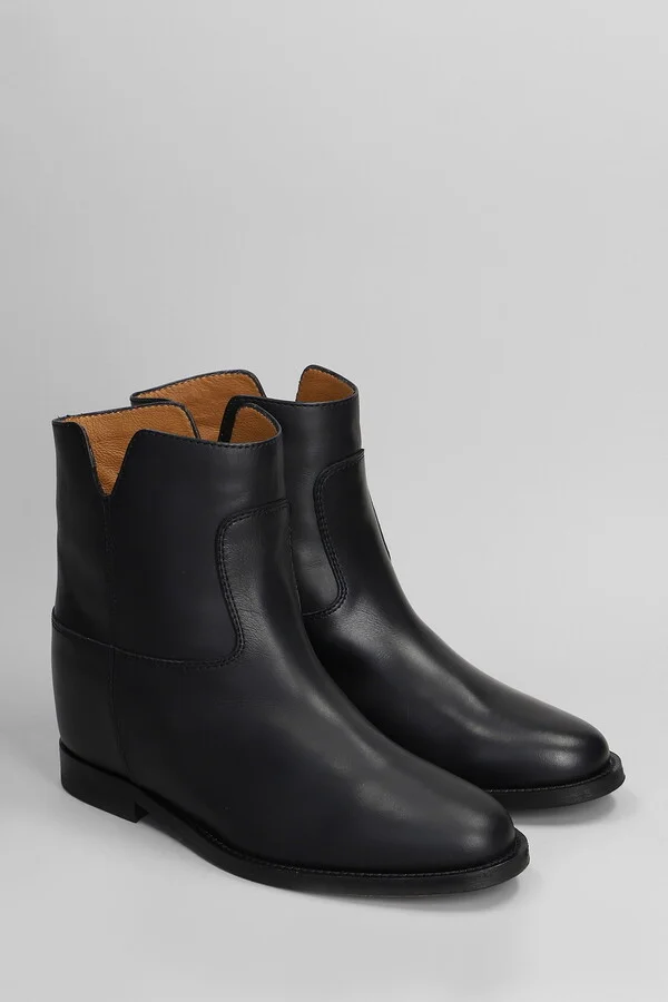 Ankle Boots Inside Wedge In Black Leather - Image 2