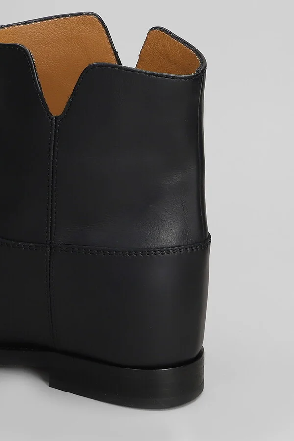 Ankle Boots Inside Wedge In Black Leather - Image 5