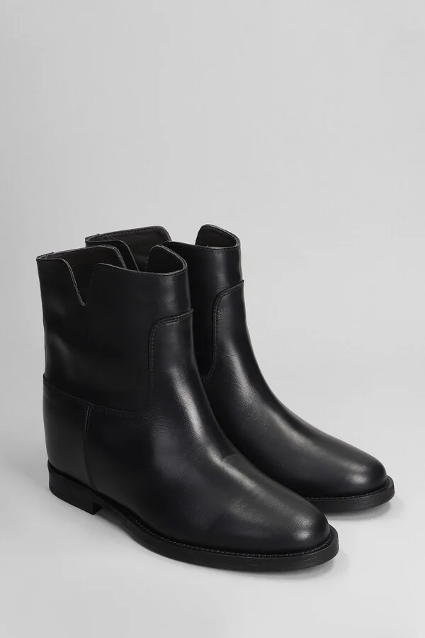 Ankle Boots Inside Wedge In Black Leather - Image 2