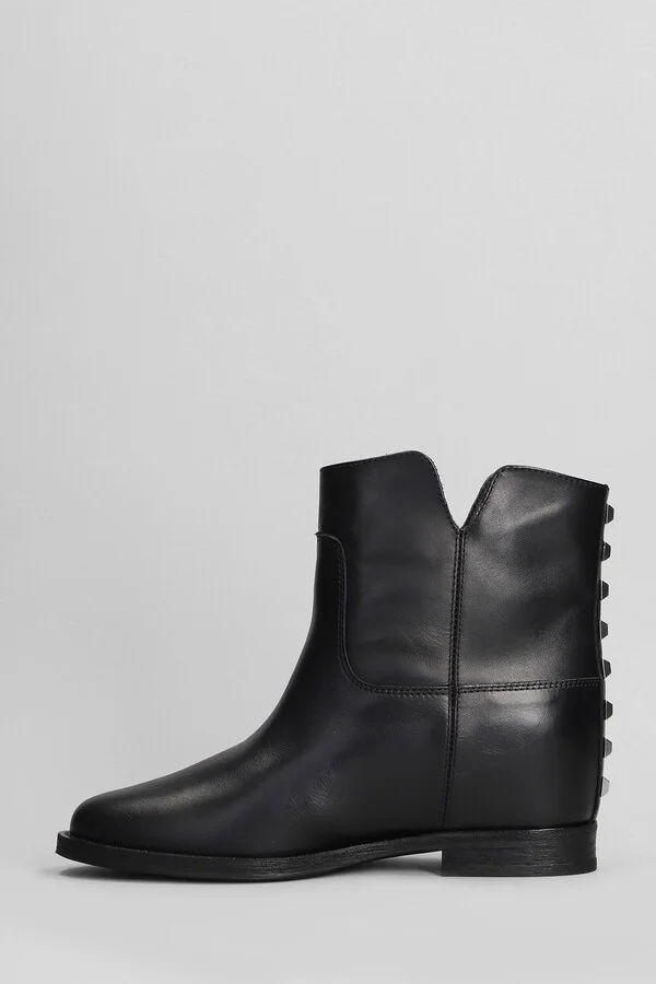 Ankle Boots Inside Wedge In Black Leather - Image 3