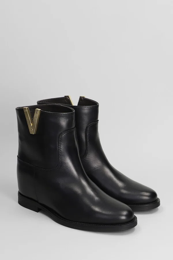 Ankle Boots Inside Wedge In Black Leather - Image 2