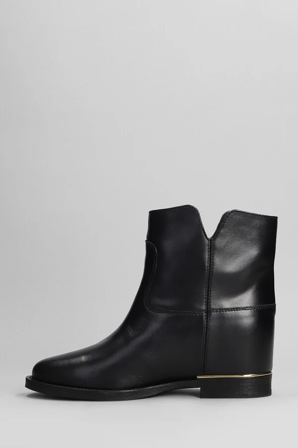 Ankle Boots Inside Wedge In Black Leather - Image 3