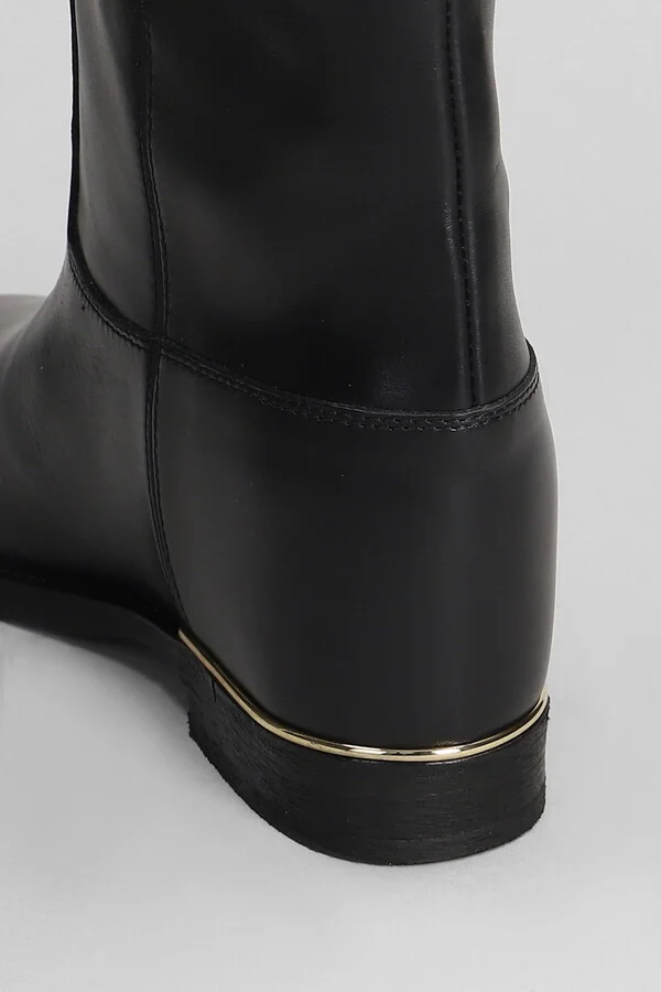 Ankle Boots Inside Wedge In Black Leather - Image 5