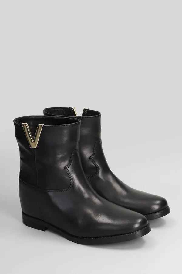 Ankle Boots Inside Wedge In Black Leather - Image 2