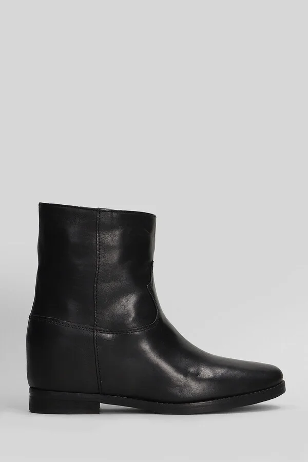 Ankle Boots Inside Wedge In Black Leather