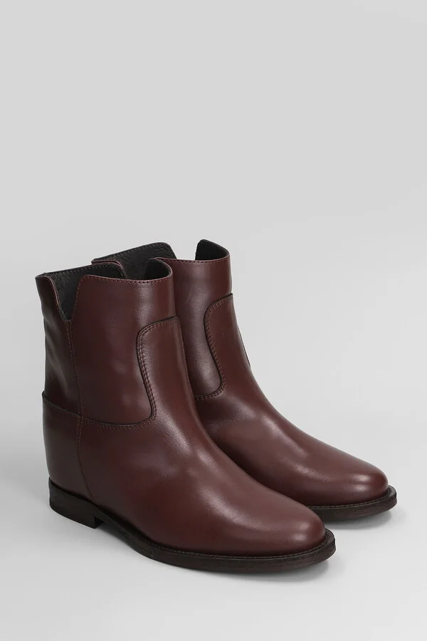 Ankle Boots Inside Wedge In Bordeaux Leather - Image 2