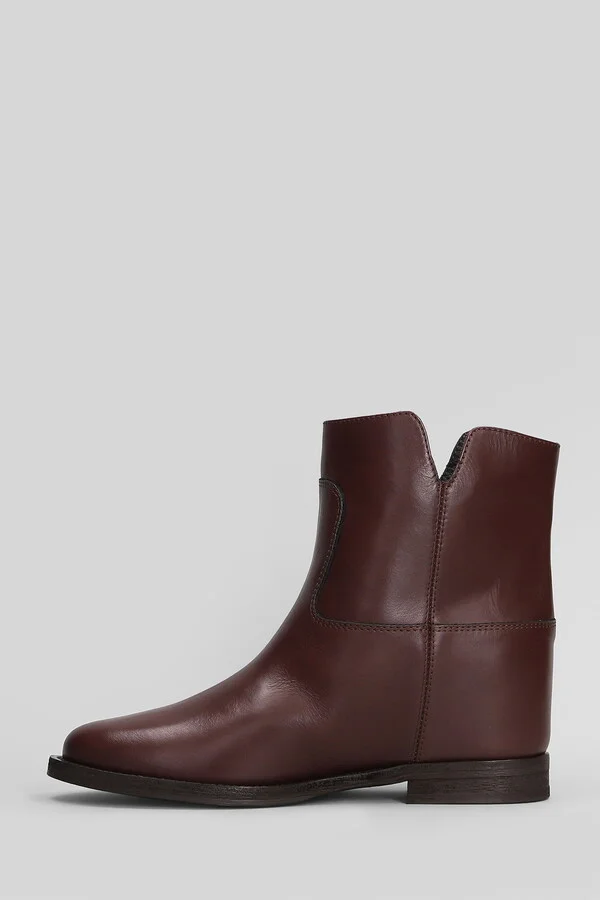Ankle Boots Inside Wedge In Bordeaux Leather - Image 3