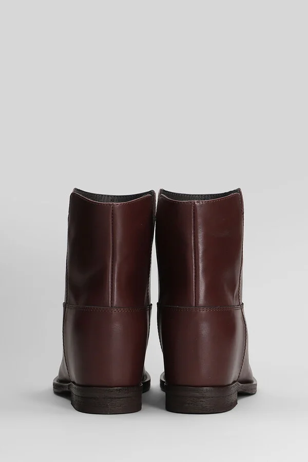 Ankle Boots Inside Wedge In Bordeaux Leather - Image 4