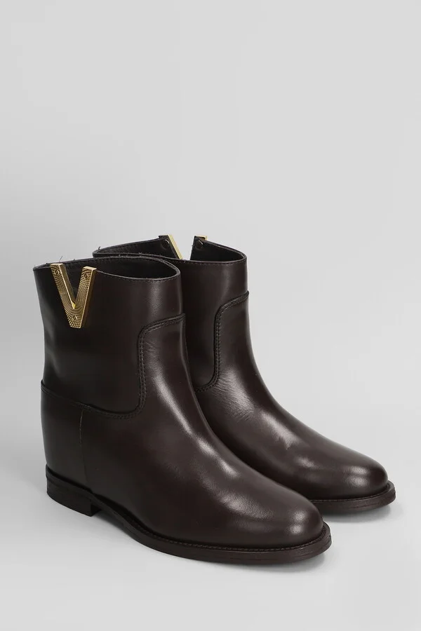 Ankle Boots Inside Wedge In Dark Brown Leather - Image 2
