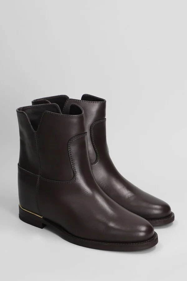 Ankle Boots Inside Wedge In Dark Brown Leather - Image 2