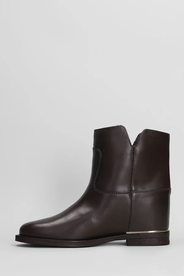 Ankle Boots Inside Wedge In Dark Brown Leather - Image 3