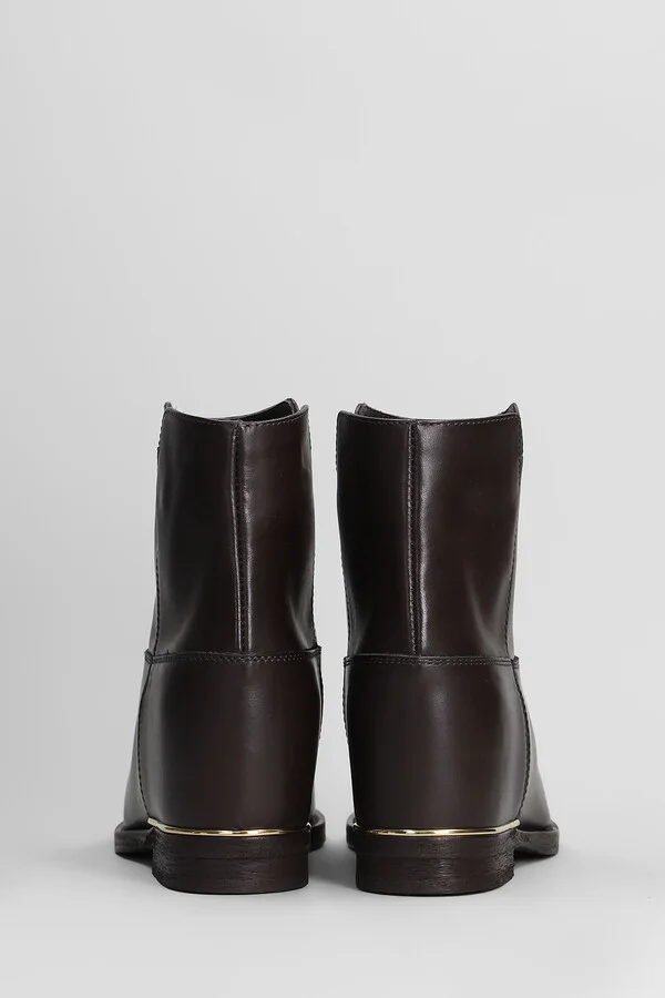 Ankle Boots Inside Wedge In Dark Brown Leather - Image 4
