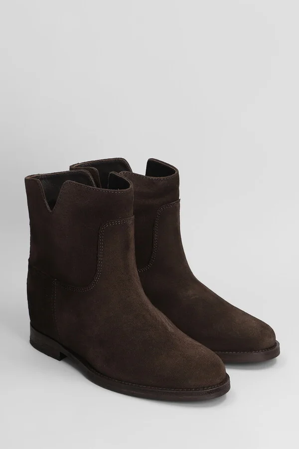 Ankle Boots Inside Wedge In Dark Brown Suede - Image 2