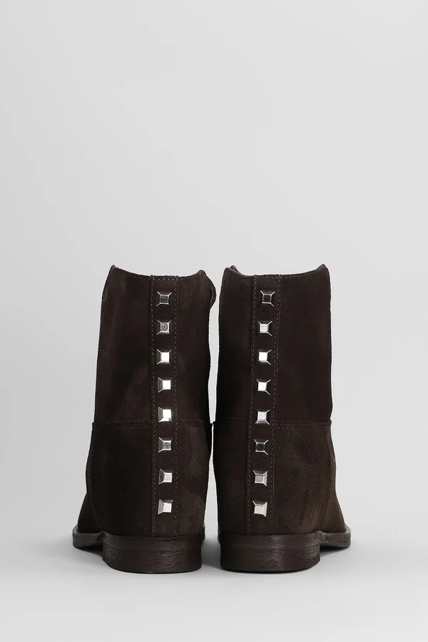 Ankle Boots Inside Wedge In Dark Brown Suede - Image 4
