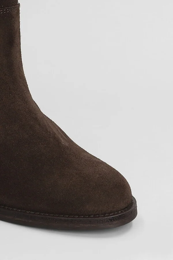 Ankle Boots Inside Wedge In Dark Brown Suede - Image 5