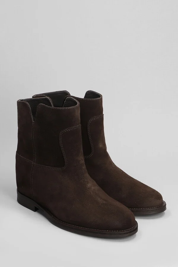 Ankle Boots Inside Wedge In Dark Brown Suede - Image 2