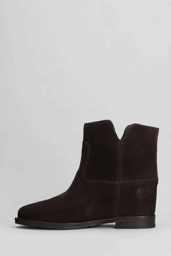 Ankle Boots Inside Wedge In Dark Brown Suede - Image 3