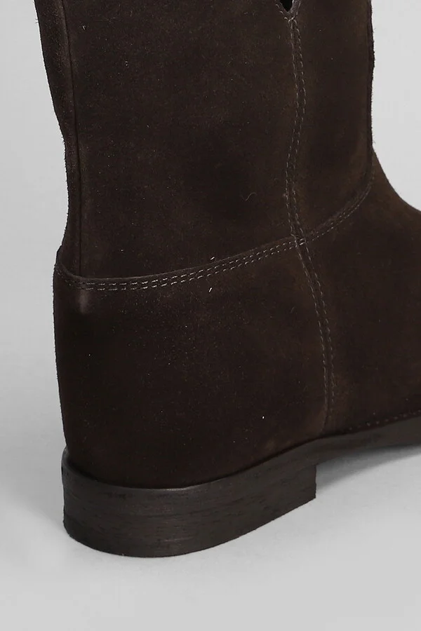 Ankle Boots Inside Wedge In Dark Brown Suede - Image 5
