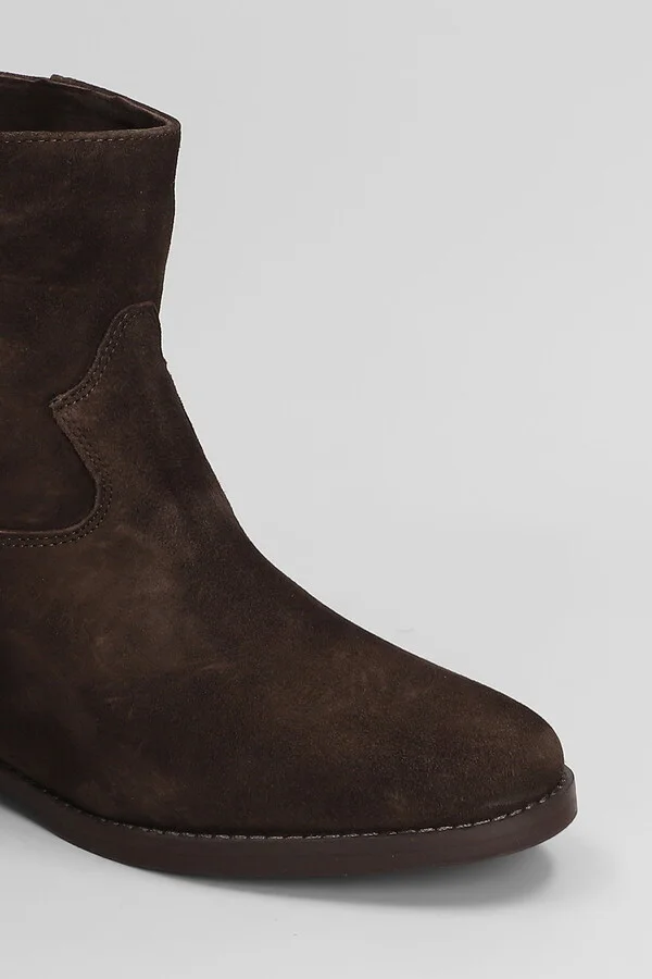Ankle Boots Inside Wedge In Dark Brown Suede - Image 5