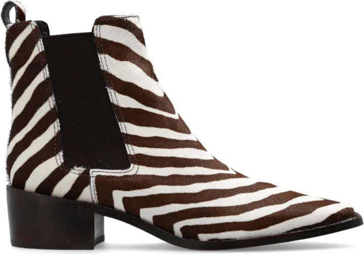 Ankle Boots With Animal Motif, , - Brown