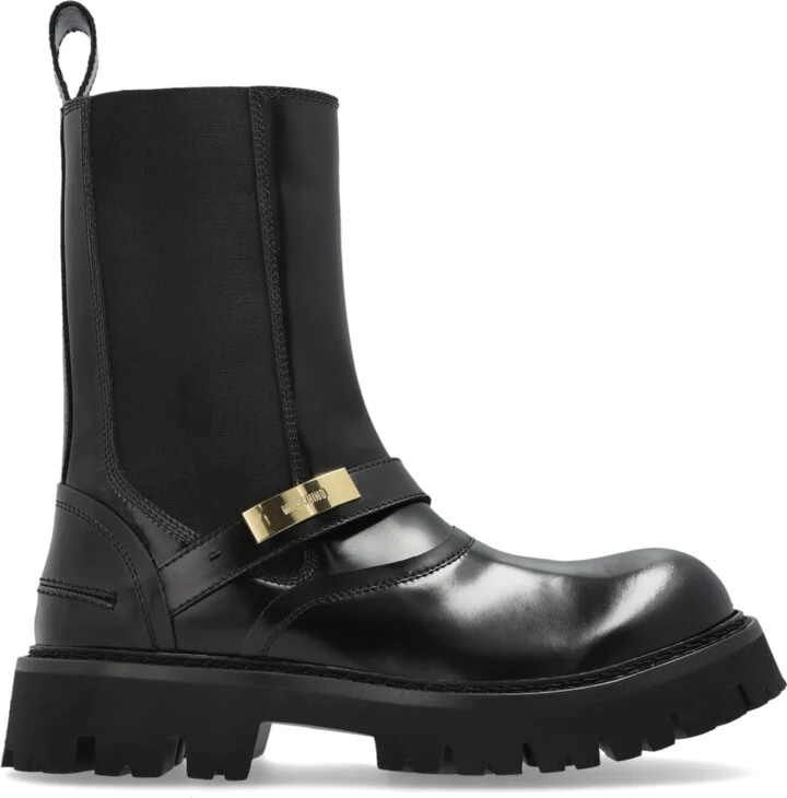 Ankle Boots With Logo, , - Black