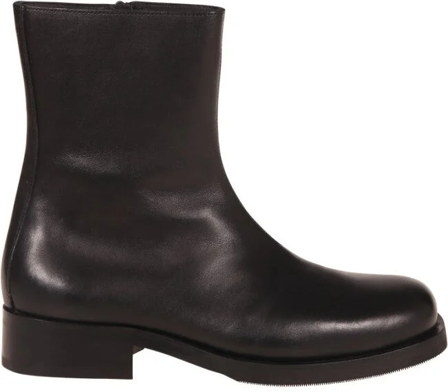 Ankle Boots With Smooth Leather Finish And Side Zipper