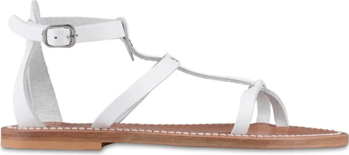 Ankle-Buckle Leather Sandals