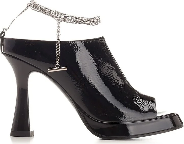 Ankle Chain Strap Sandals Black